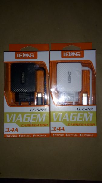 carregador Viagem Lelong LE-_522C, 3.4A.