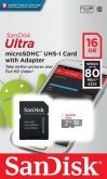 Cartão de Memória Micro SD Sandisk 16GB Ultra + Adaptador